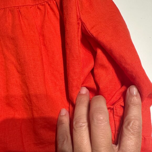 Goodthreads Women's Relaxed-Fit Washed Linen Blend Flutter-Sleeve Peasant Dress - Picture 3 of 5